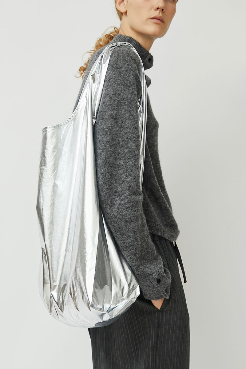 CORDERA Cotton and Silk Hobo Bag in Silver