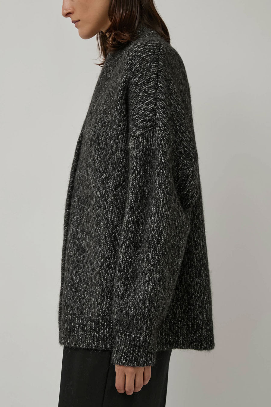 CORDERA Oversized Cardigan in Black Melange