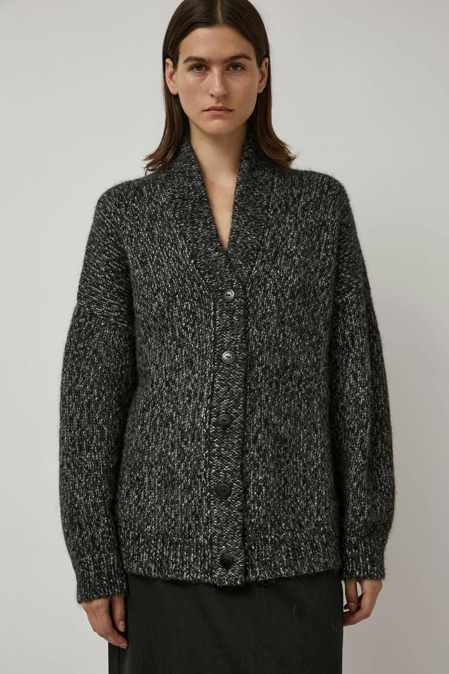 CORDERA Oversized Cardigan in Black Melange