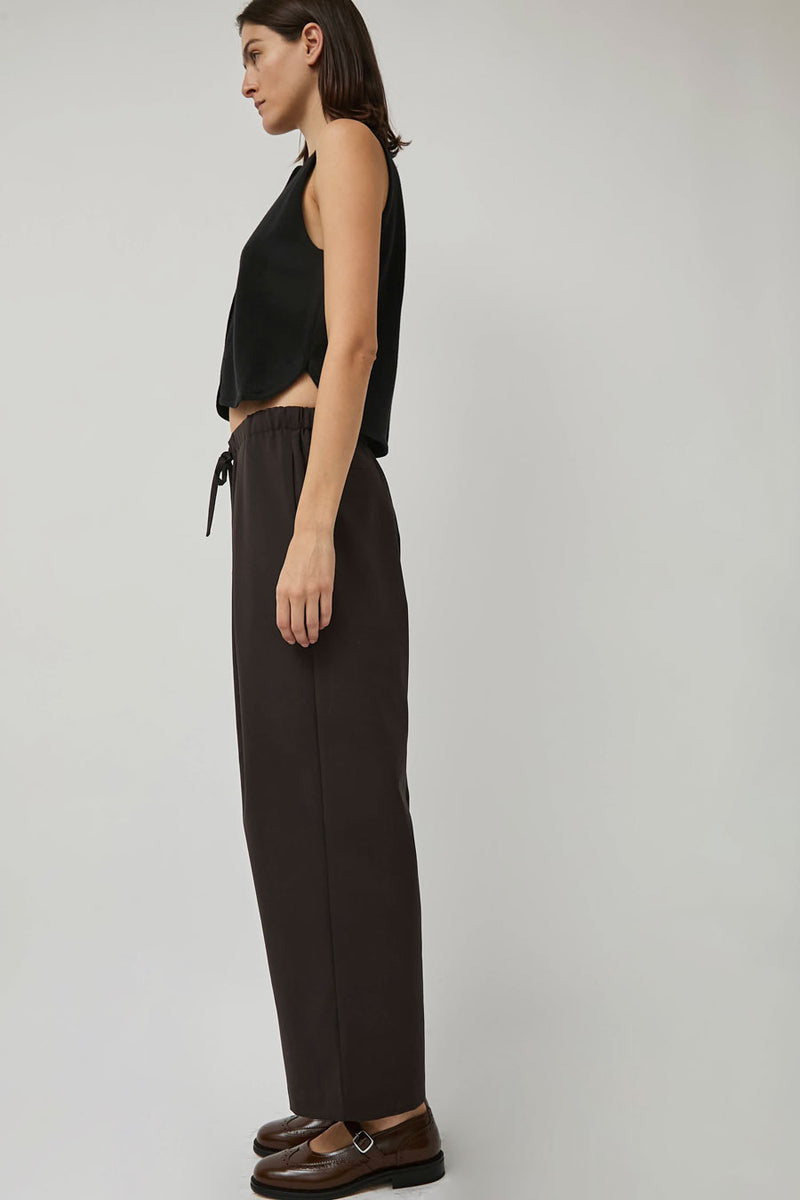 CORDERA Pleated Relaxed Pants in Dark Brown