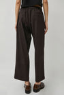 CORDERA Pleated Relaxed Pants in Dark Brown
