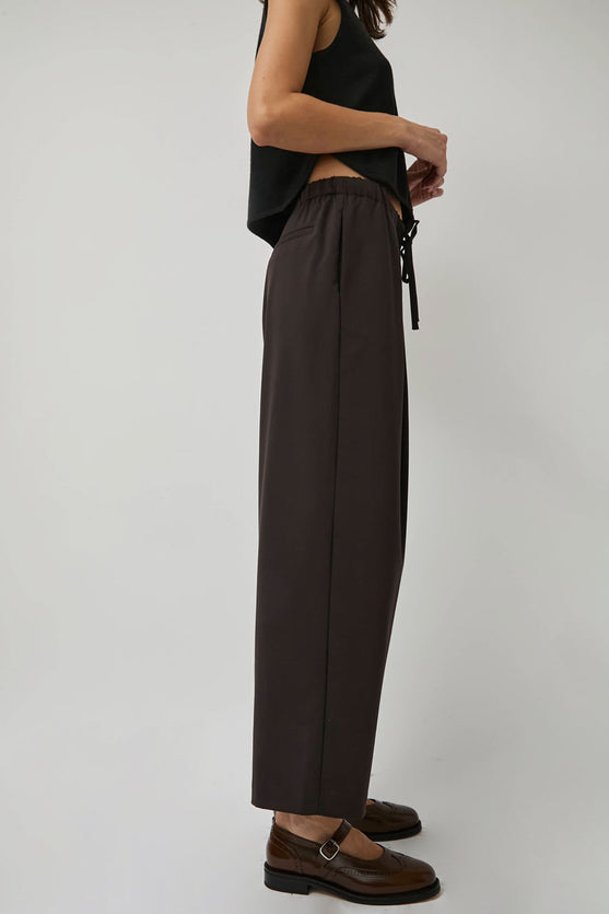 CORDERA Pleated Relaxed Pants in Dark Brown