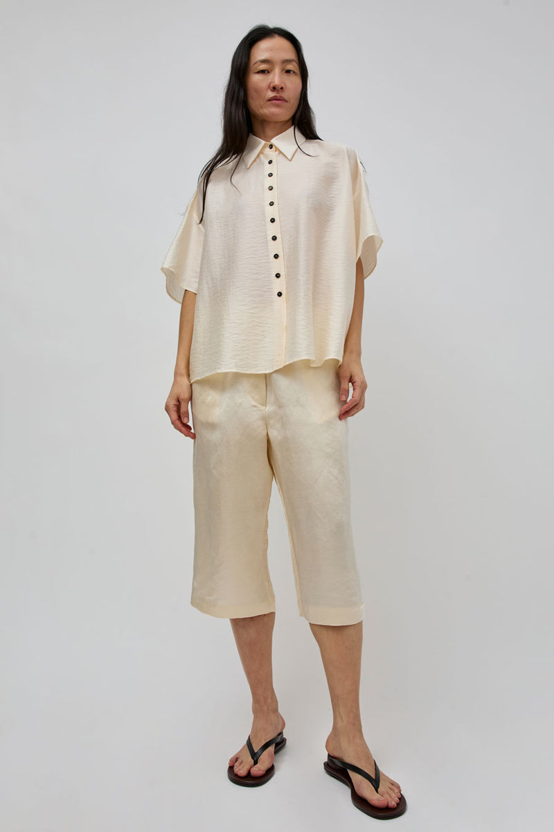 CORDERA Satin Capri Pants in Marfil