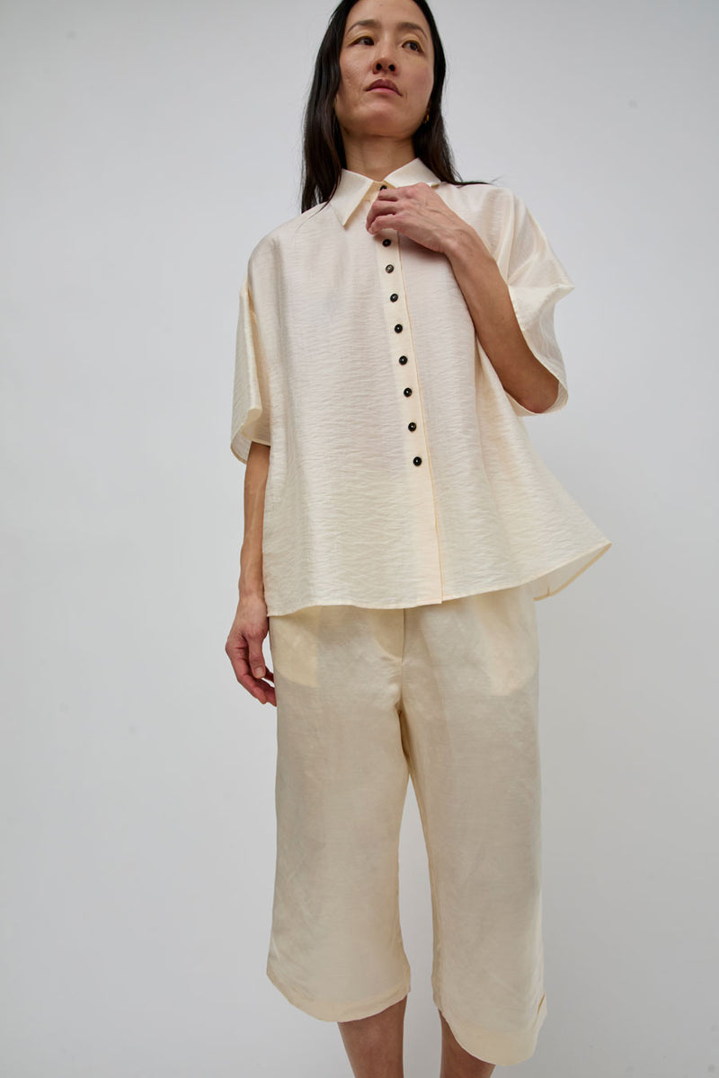 CORDERA Satin Capri Pants in Marfil