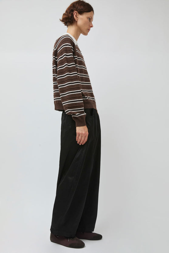 CORDERA Satin Curved Pants in Black