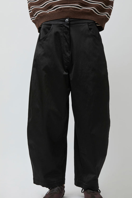 CORDERA Satin Curved Pants in Black