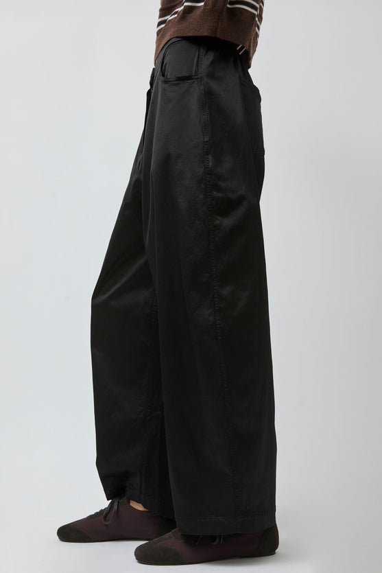 CORDERA Satin Curved Pants in Black