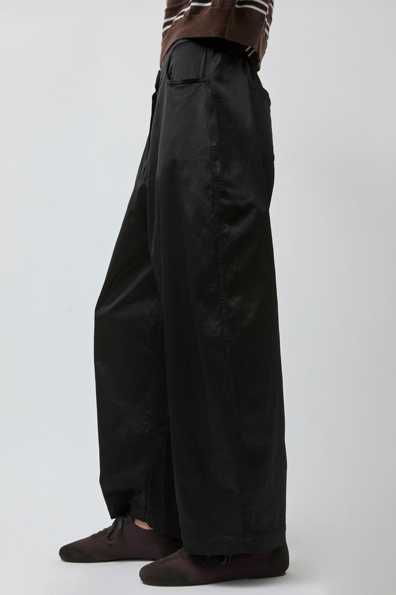 CORDERA Satin Curved Pants in Black