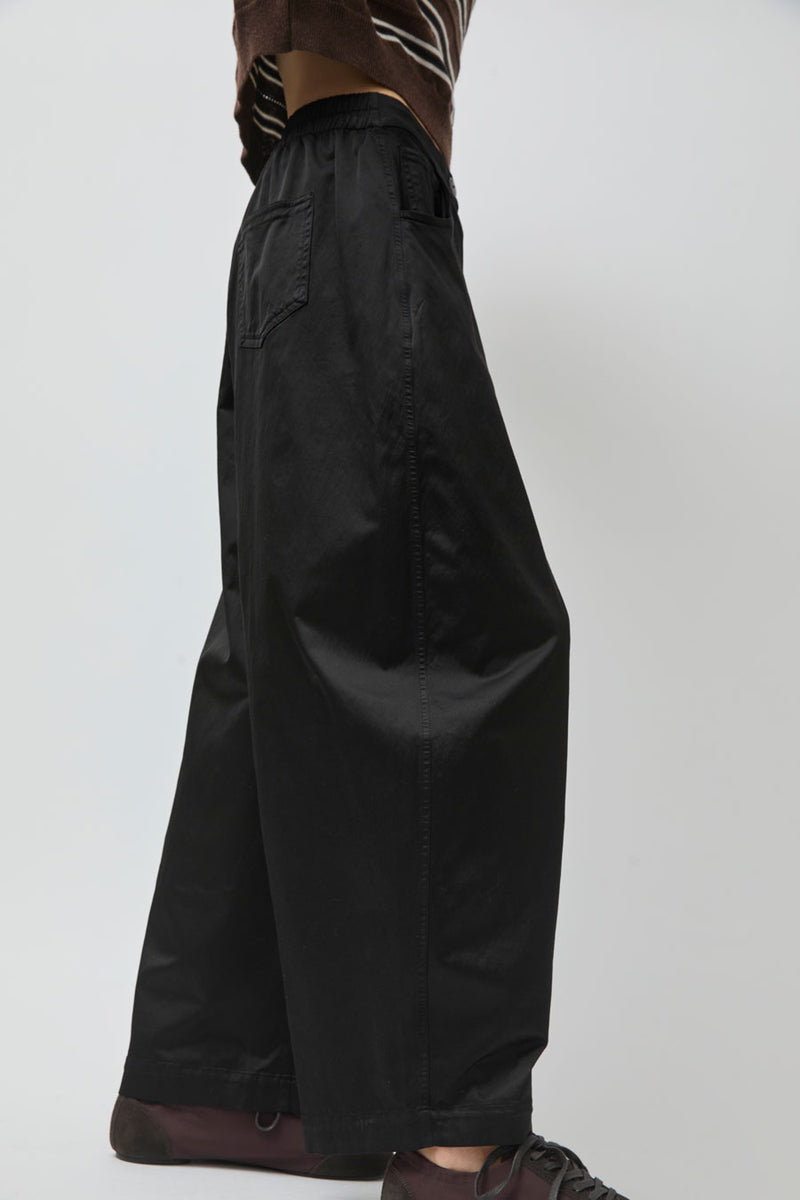 CORDERA Satin Curved Pants in Black