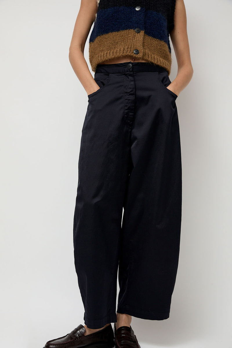 CORDERA Satin Curved Pants in Night