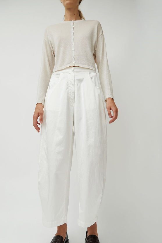 CORDERA Satin Curved Pants in White