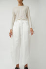 CORDERA Satin Curved Pants in White