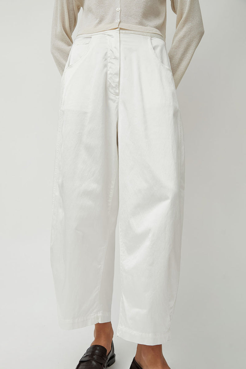 CORDERA Satin Curved Pants in White