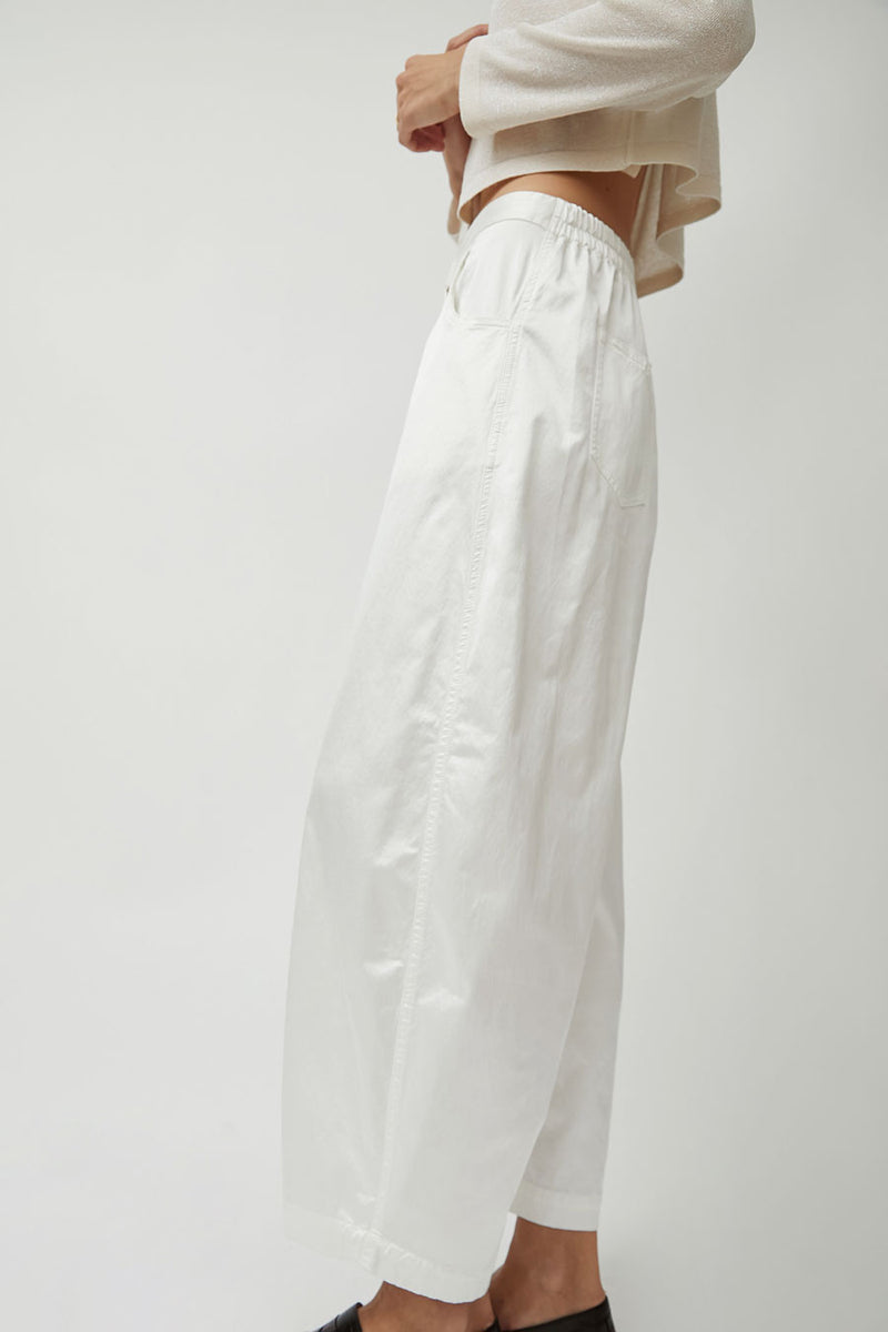 CORDERA Satin Curved Pants in White