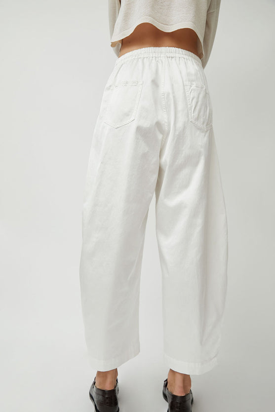 CORDERA Satin Curved Pants in White