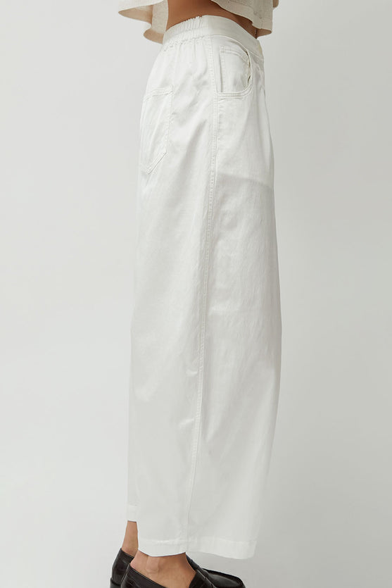 CORDERA Satin Curved Pants in White