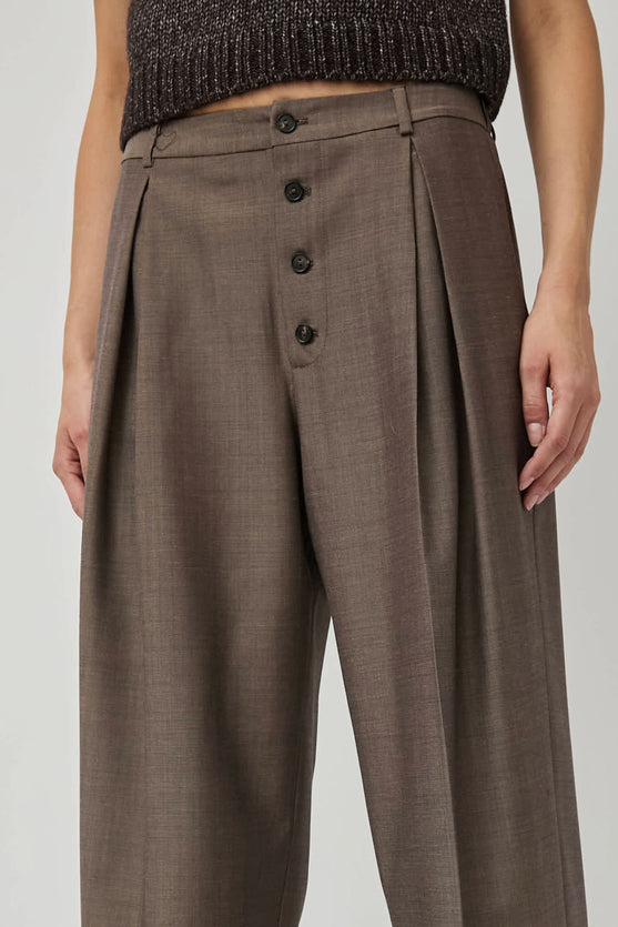 CORDERA Tailoring Mohair Buttoned Pants in Smoke Brown