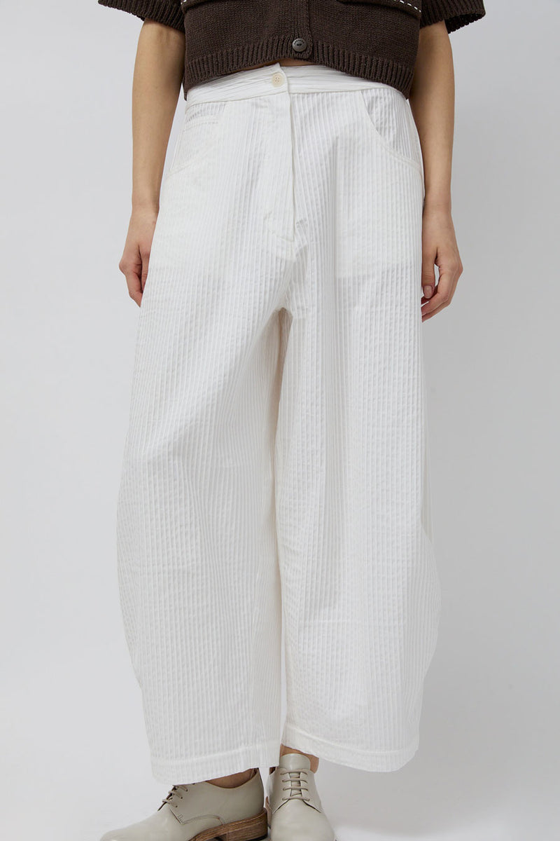 CORDERA Tubular Curved Pants in White