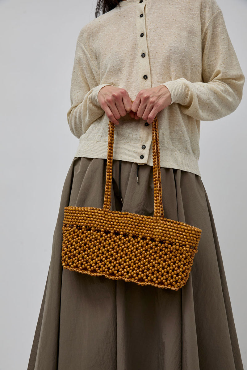CORDERA Wooden Beads Mini Bag in Ochre