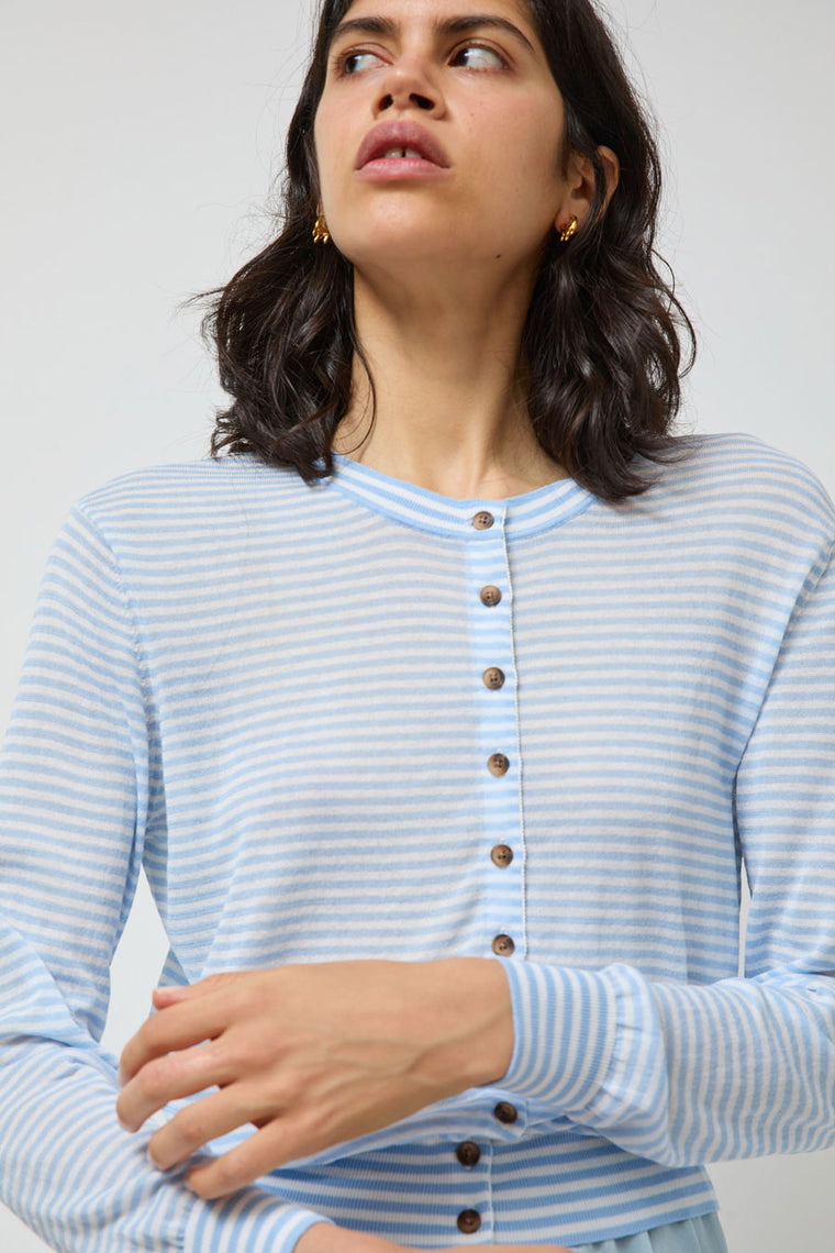 Ciao Lucia Hydra Cardigan in Periwinkle Stripe