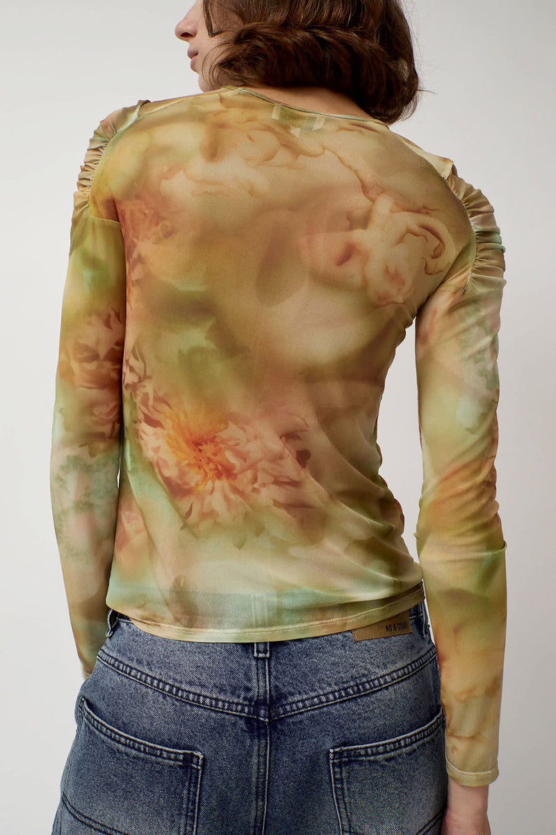 Collina Strada Arc Long Sleeve Top in Sage Molten Floral