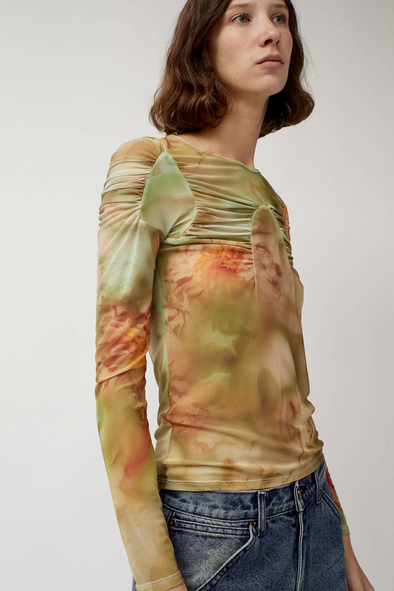 Collina Strada Arc Long Sleeve Top in Sage Molten Floral