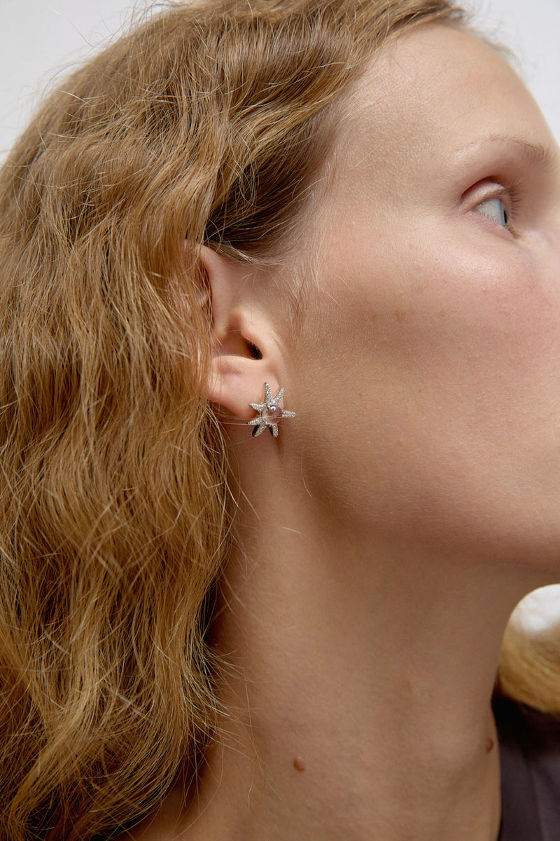 Collina Strada Aster Earrings in Silver Clear