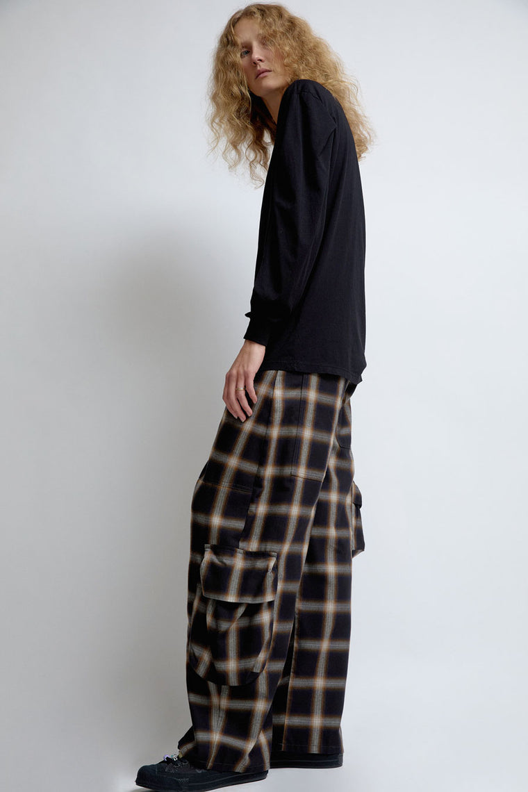 Collina Strada Lawn Cargo Pant in Black Plaid