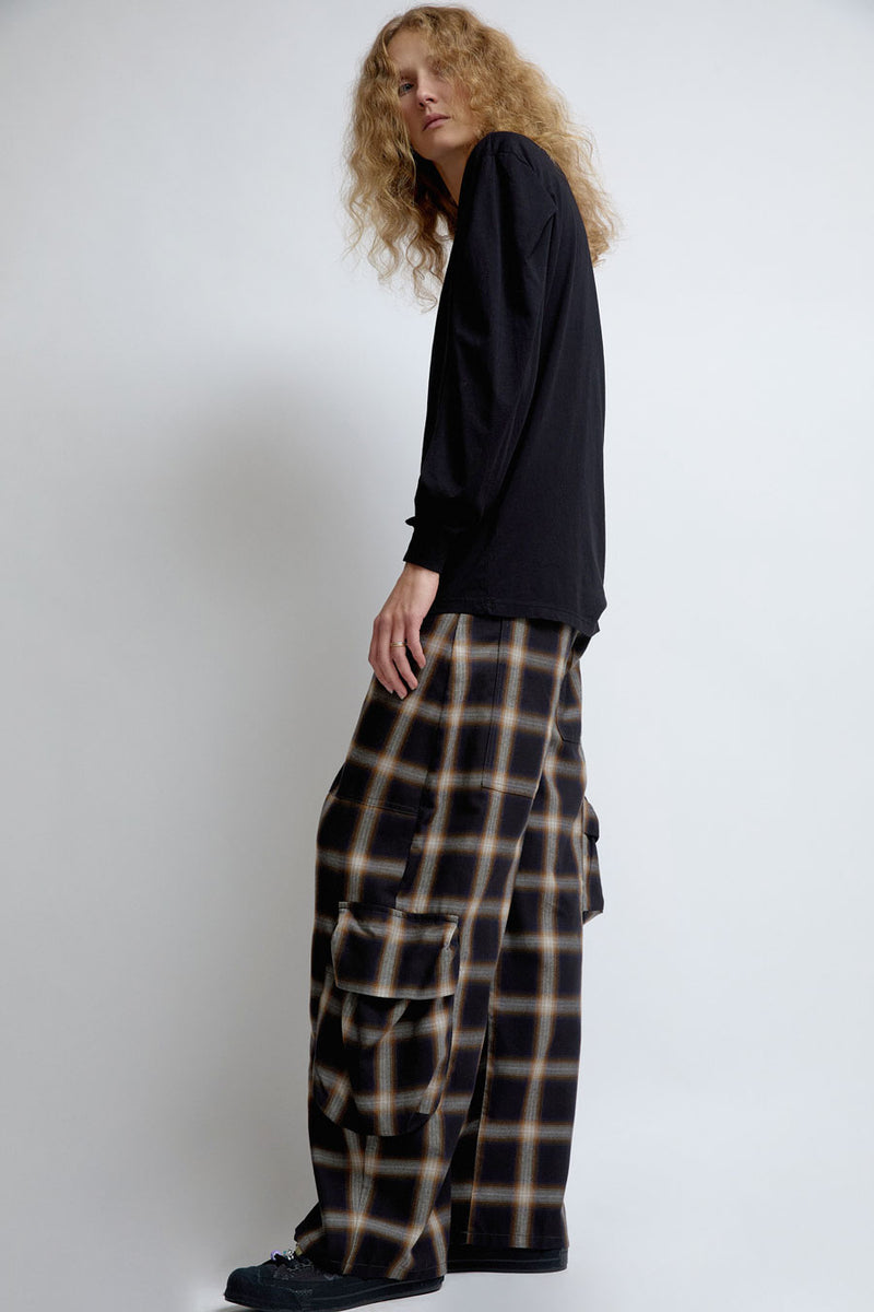 Collina Strada Lawn Cargo Pant in Black Plaid