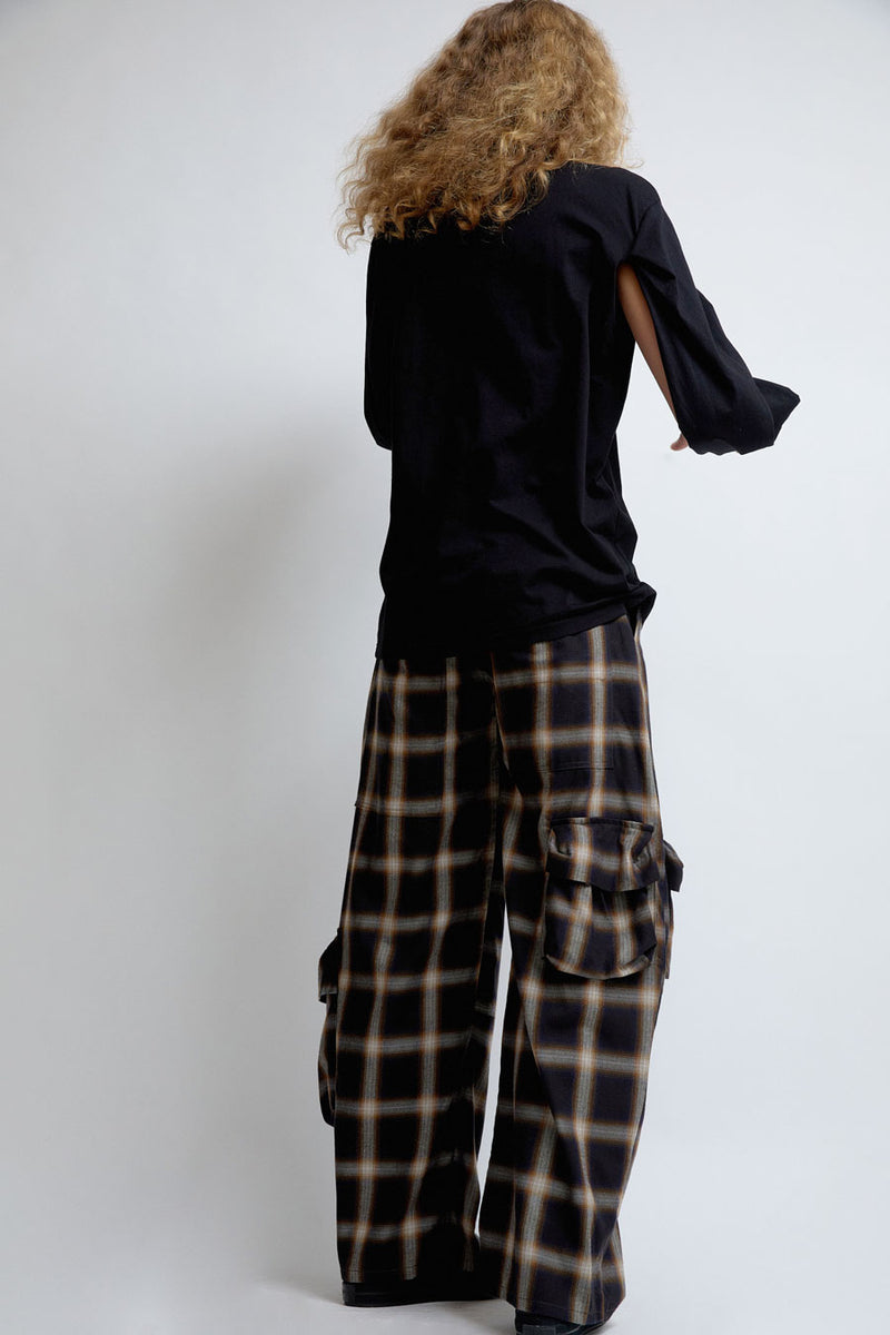Collina Strada Lawn Cargo Pant in Black Plaid