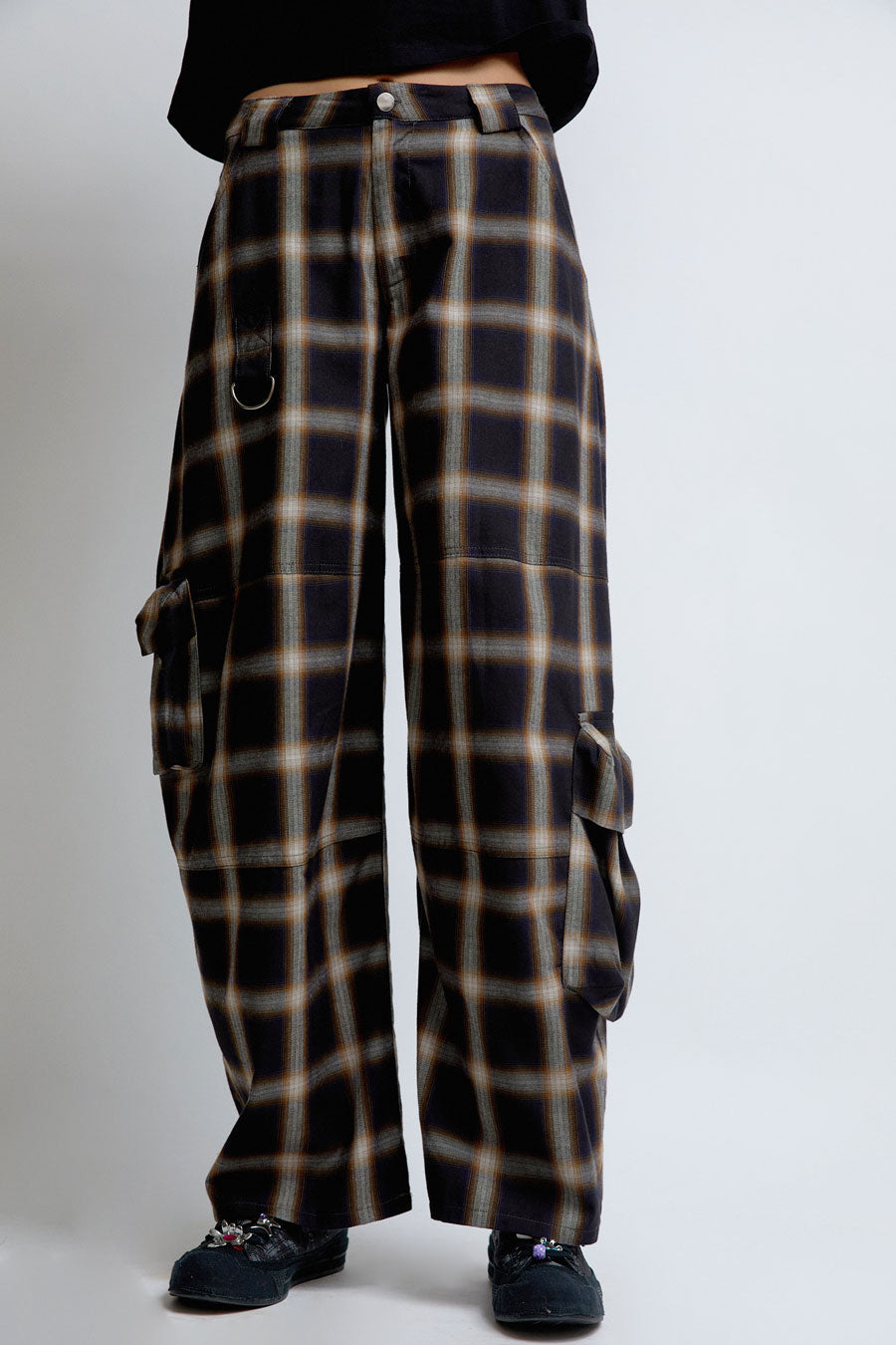 Collina Strada Lawn Cargo Pant in Black Plaid
