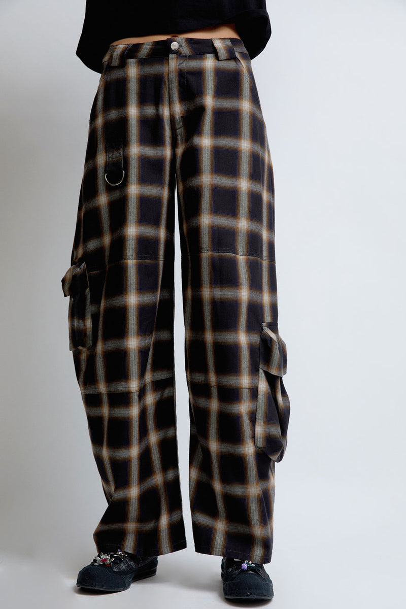 Collina Strada Lawn Cargo Pant in Black Plaid