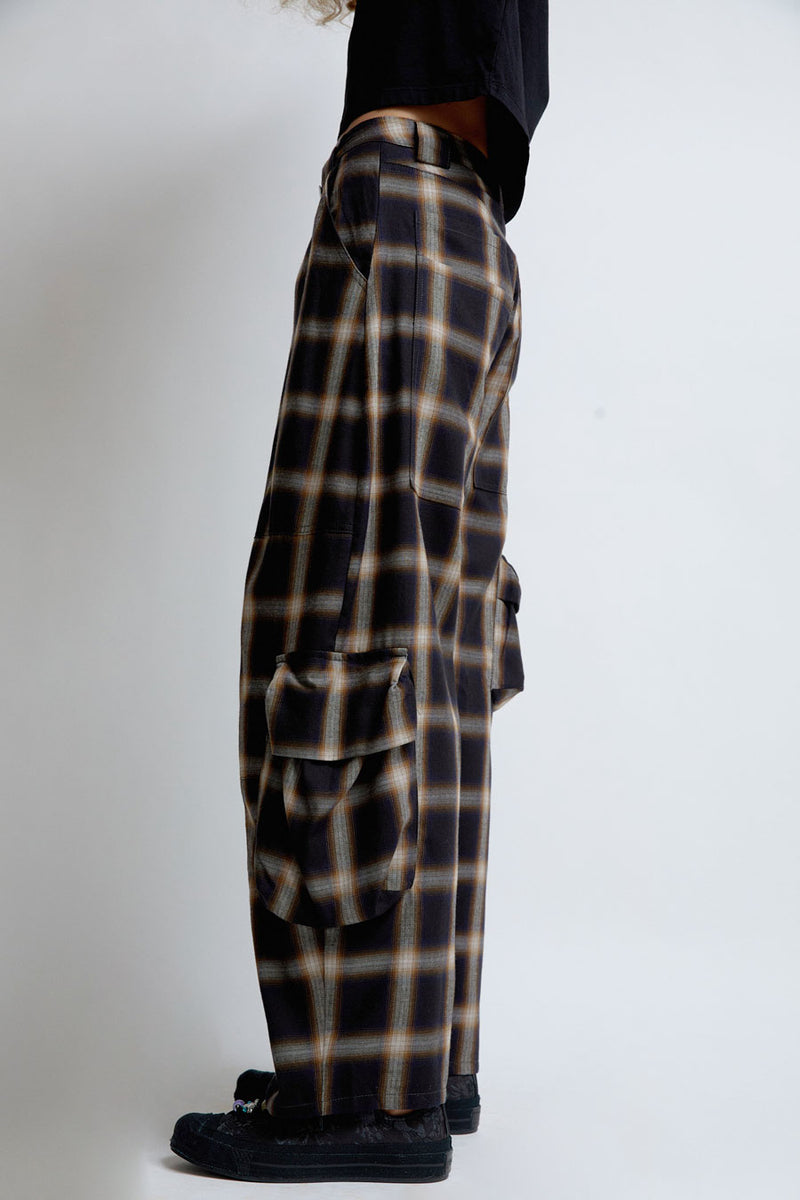 Collina Strada Lawn Cargo Pant in Black Plaid