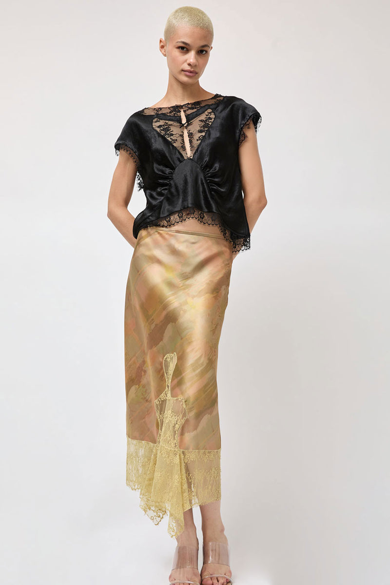 Collina Strada Satin Waterlily Top in Black