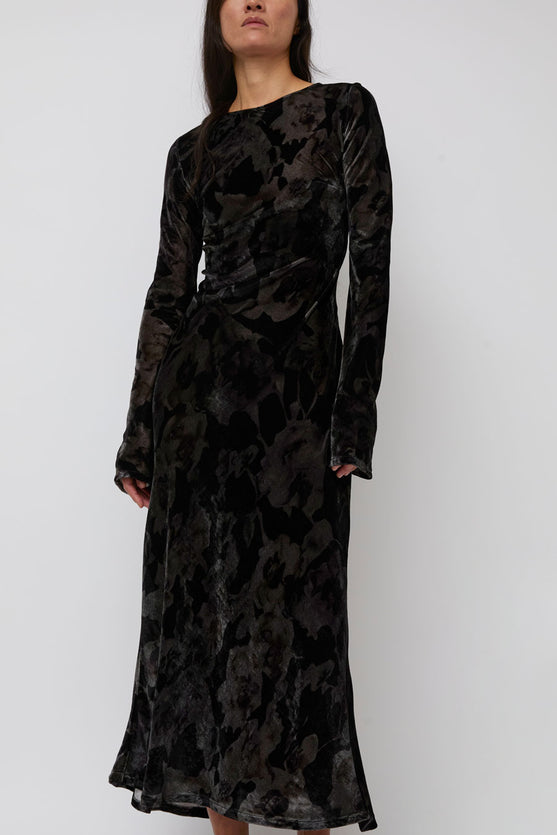 Collina Strada Yuri Dress in Black Watercolor Roses