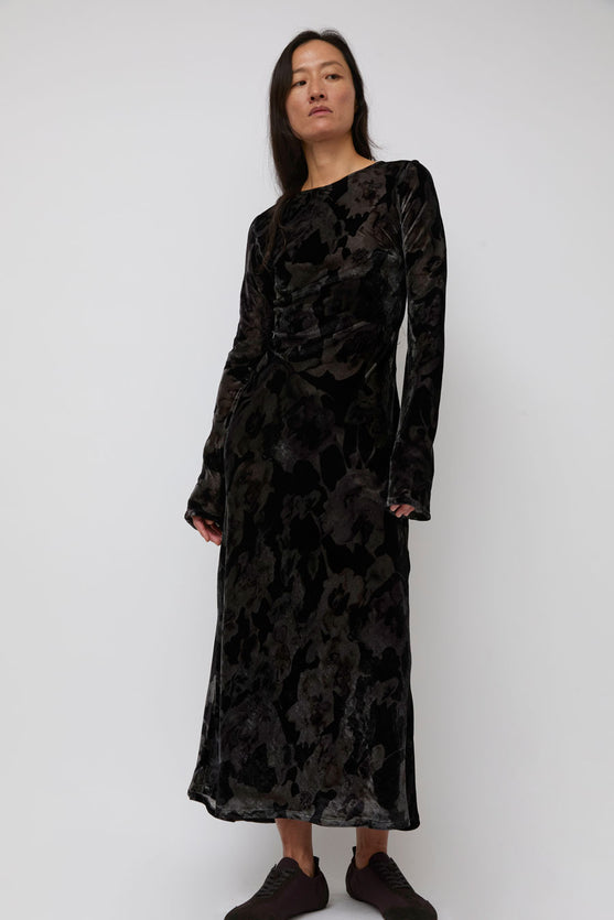 Collina Strada Yuri Dress in Black Watercolor Roses