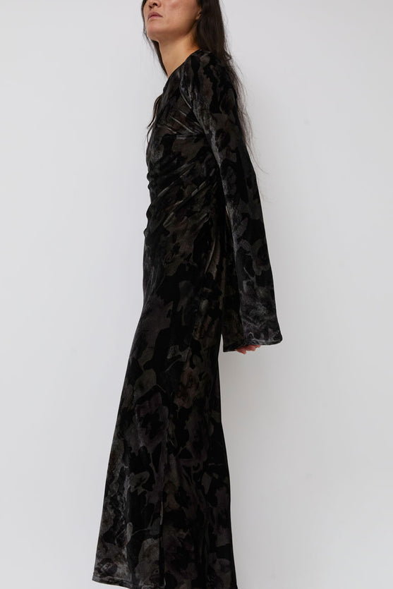 Collina Strada Yuri Dress in Black Watercolor Roses