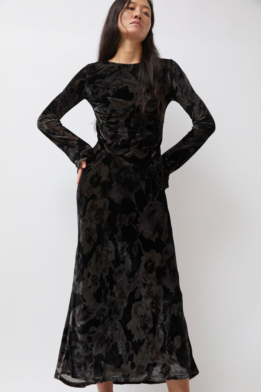 Collina Strada Yuri Dress in Black Watercolor Roses