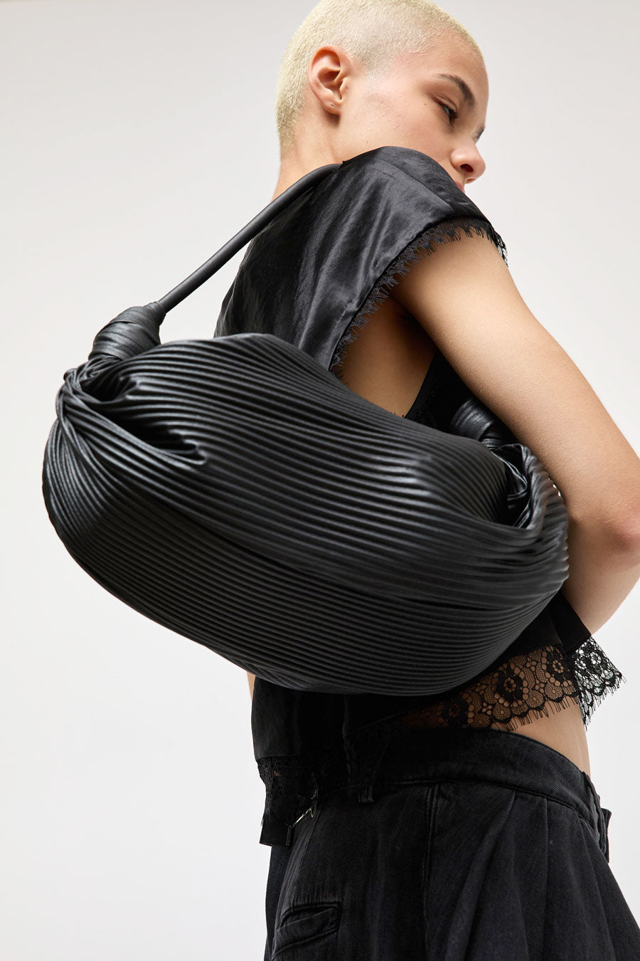 Collina Strada x Stand Oil Wave Knot Bag in Black