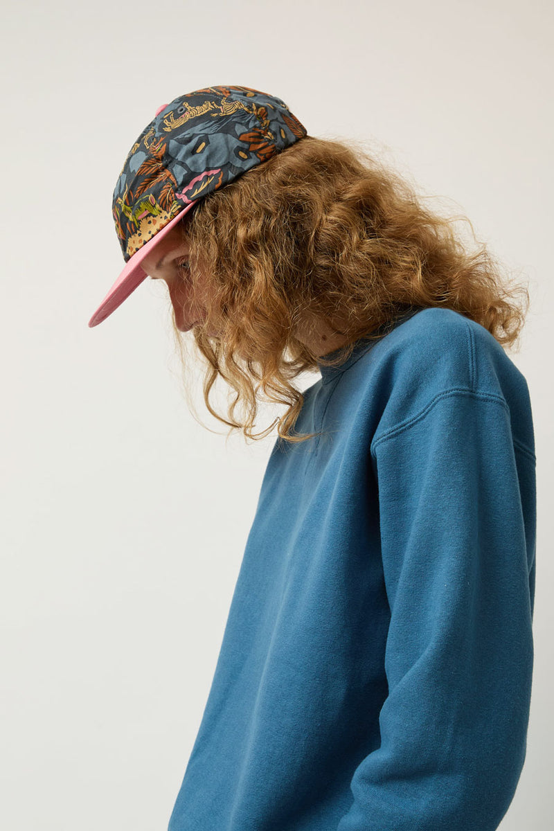 DECHO Cotton Cap in Gray Pink Print