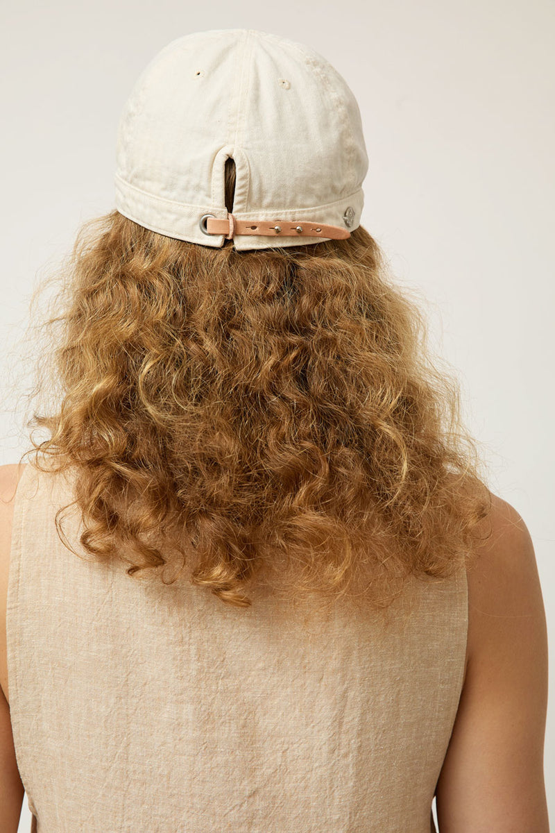 DECHO Herringbone Shallow Kome Cap with Sunshade in Ivory