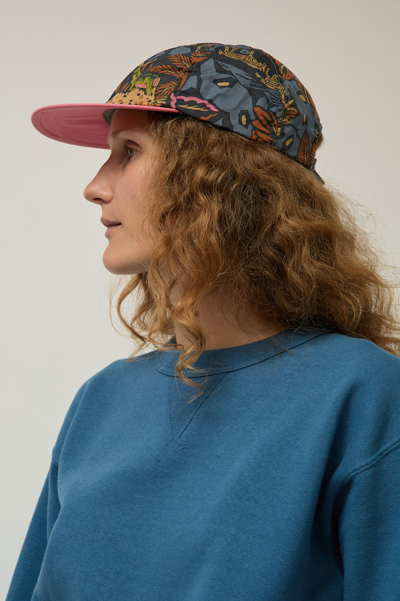 DECHO Cotton Cap in Gray Pink Print