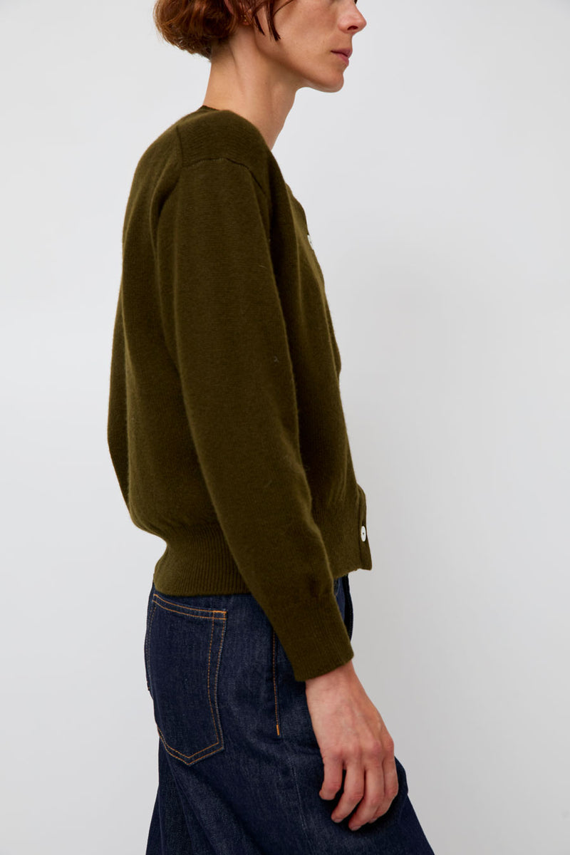 &Daughter Ada Crewneck Cardigan in Military Green