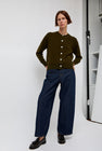 &Daughter Ada Crewneck Cardigan in Military Green