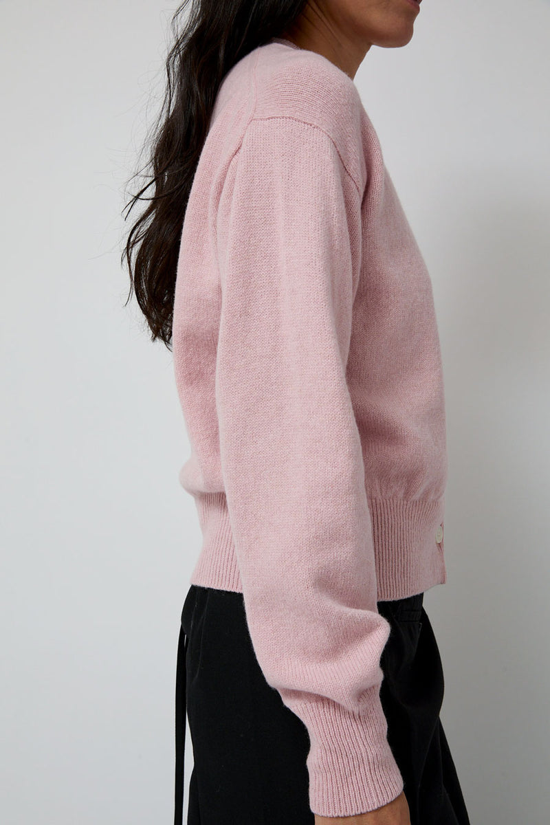 &Daughter Ada Crewneck Cardigan in Pink