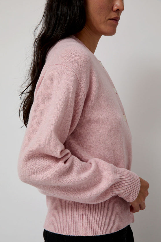 &Daughter Ada Crewneck Cardigan in Pink