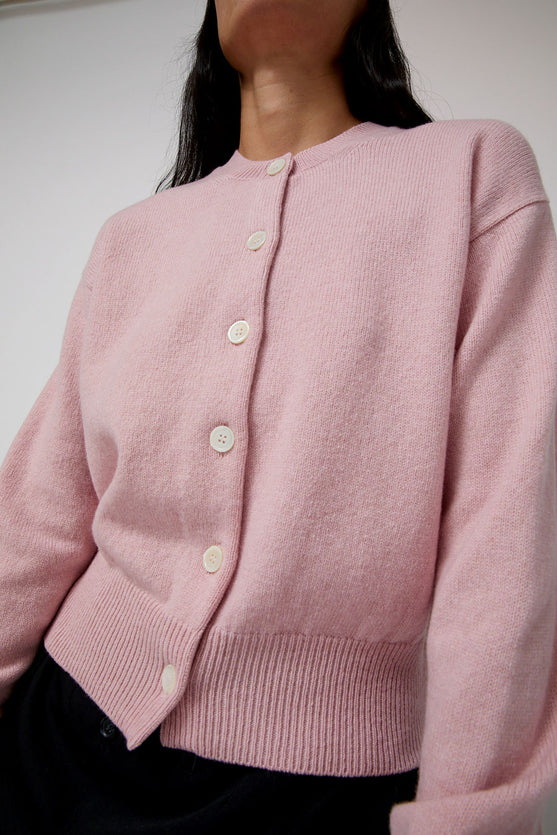 &Daughter Ada Crewneck Cardigan in Pink