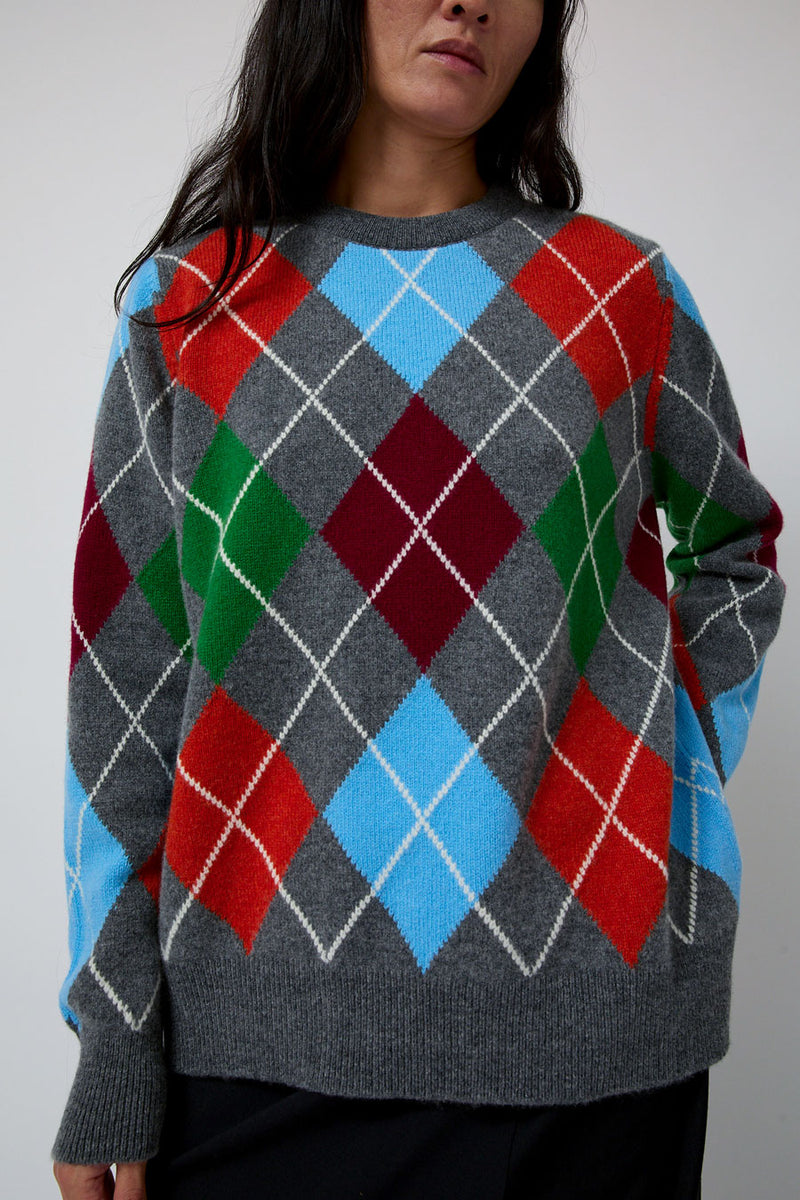 &Daughter Argyle Crewneck Sweater in Derby and Adonis