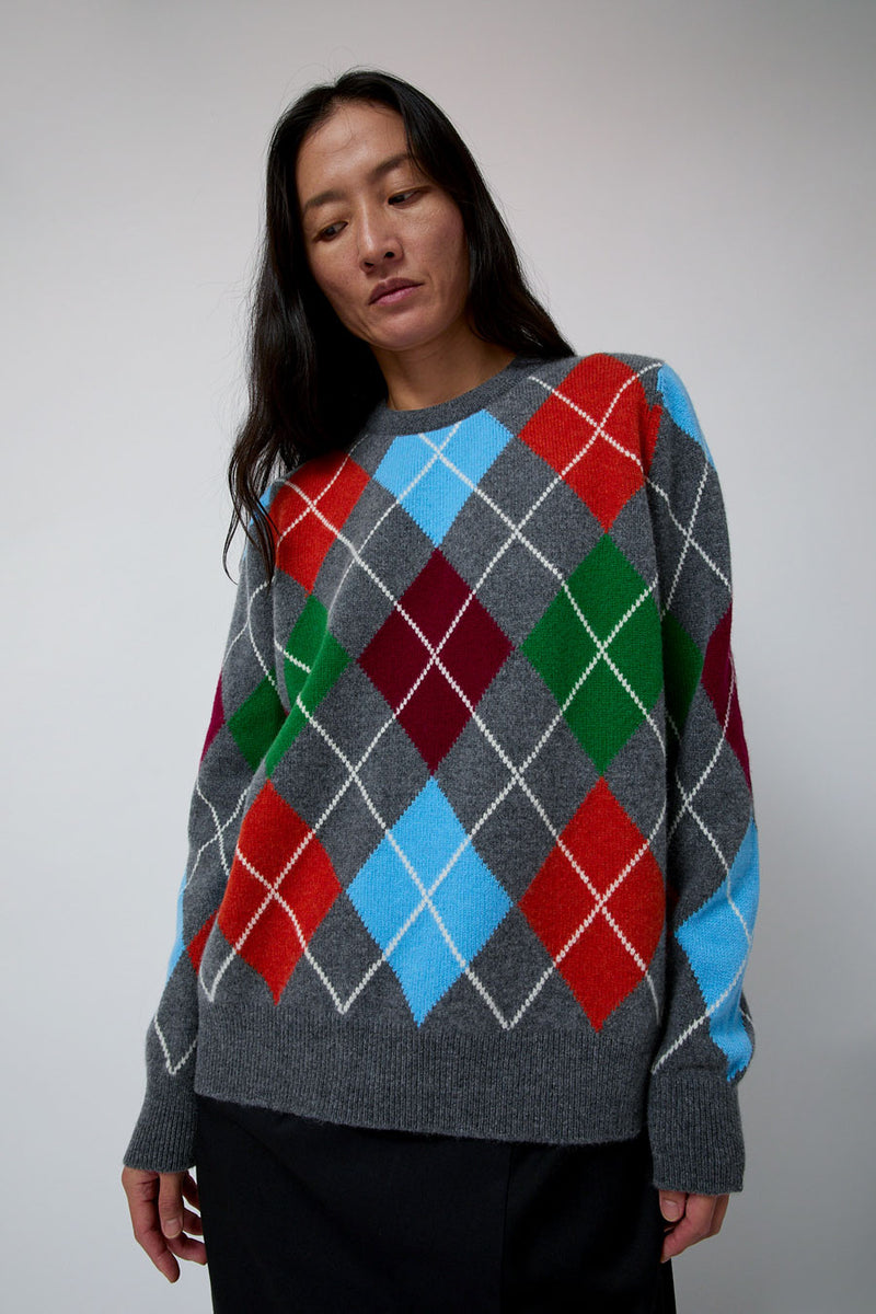 Daughter Argyle Crewneck Sweater in Derby and Adonis