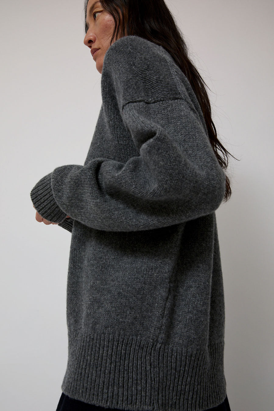 &Daughter Balla Slouch V Neck Sweater in Derby Grey